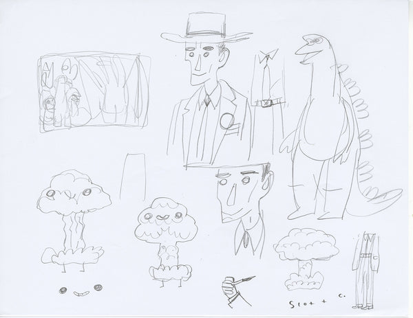 Scott C. "Oppenheimer and Godzilla sketches"