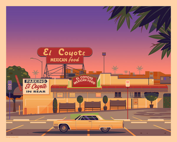 George Townley "El Coyote Cafe at Sunset (Retrospective Edition)" Framed Print