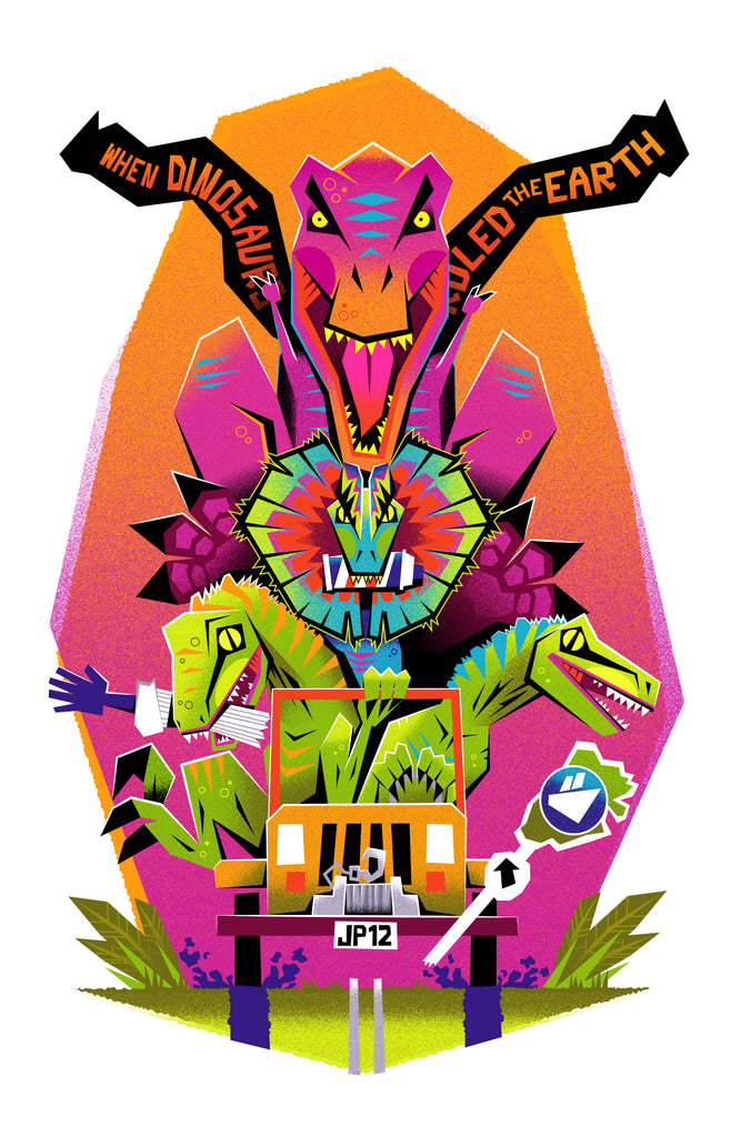 Shane Houston "Jurassic Joyride" print