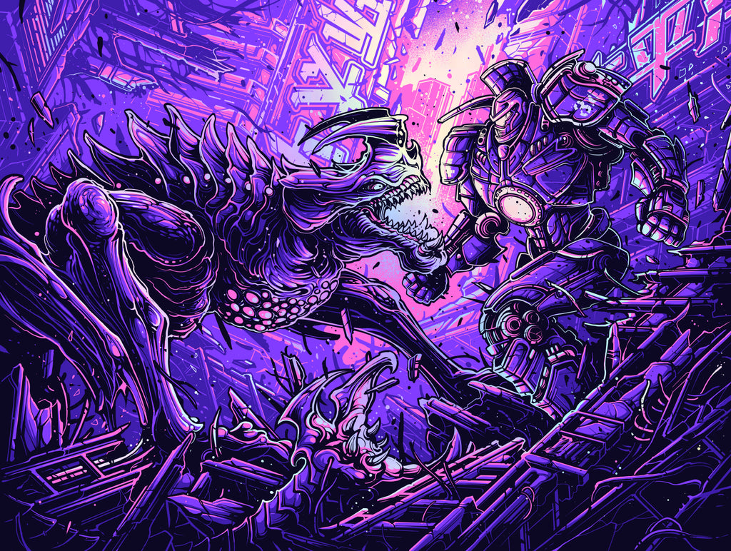 Dan Mumford “Today, we are canceling the Apocalypse.” Rainbow Foil variant - framed print