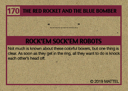 Cuyler Smith 170. Rock'Em Sock'Em Robots Trading Card – Gallery1988
