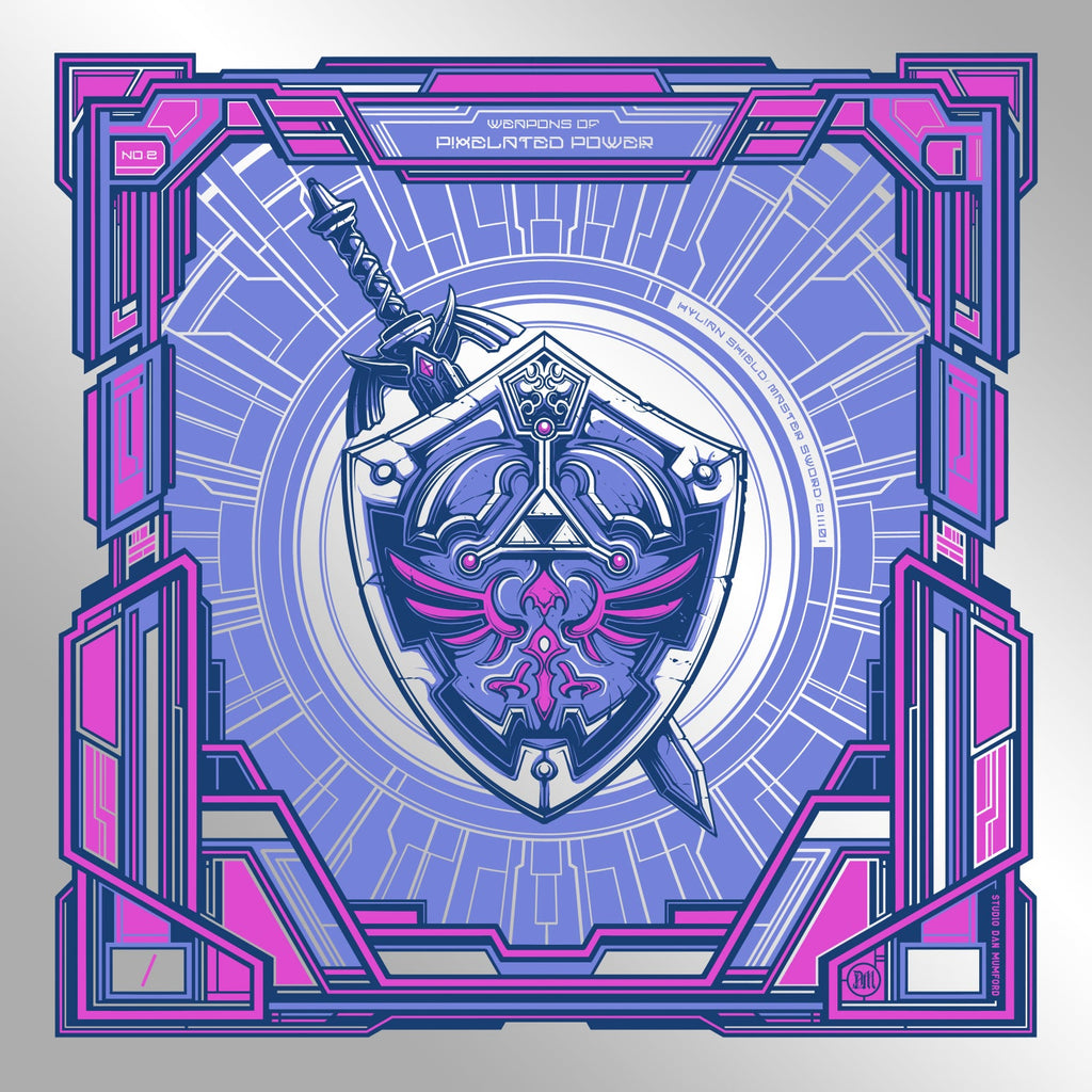 Dan Mumford “Hylian Shield & Master Sword. (Foil Variant)” Print