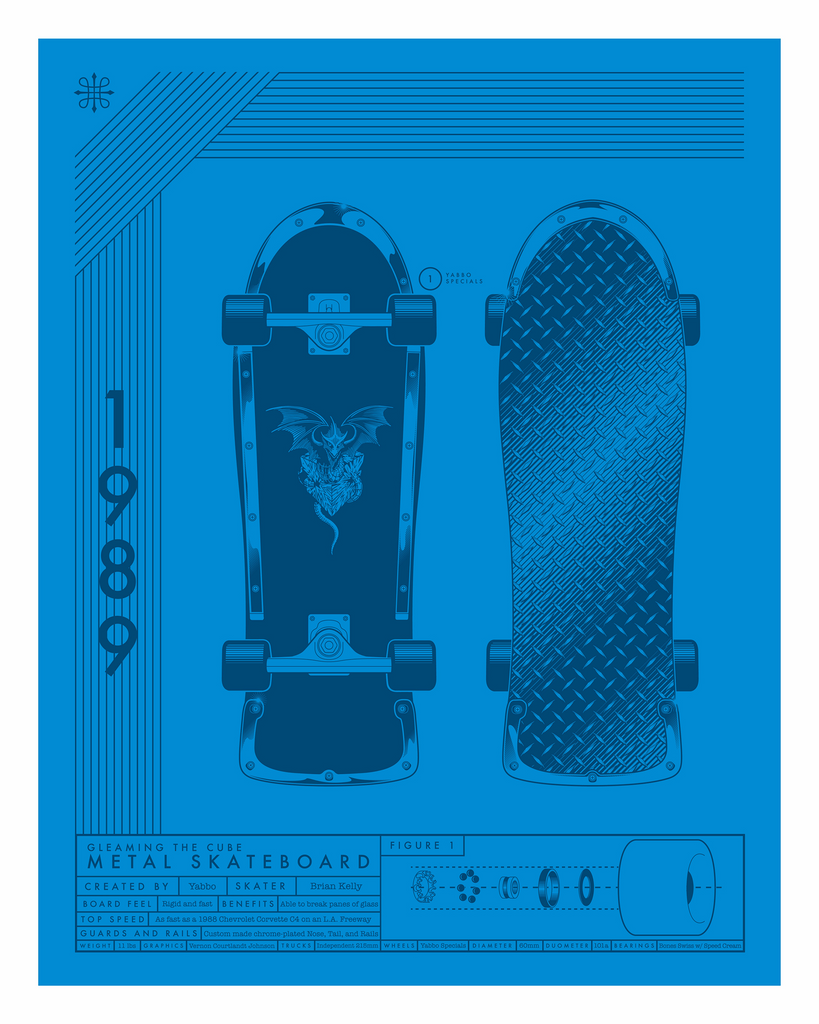 Jeff Boyes "1989-Metal Skateboard" Print