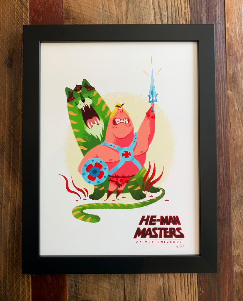 Nikolas Ilic "He-Man and Battlecat" Framed Print