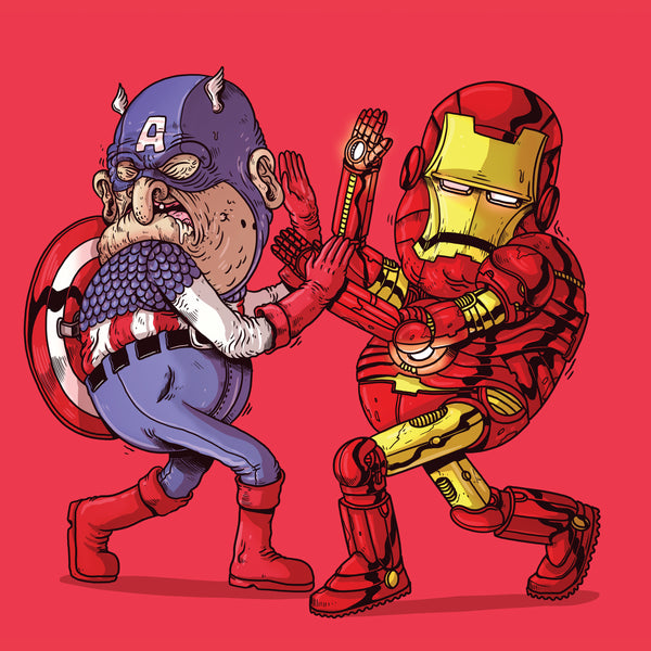 Alex Solis "Old Iron Man vs. Old Captain America" Print