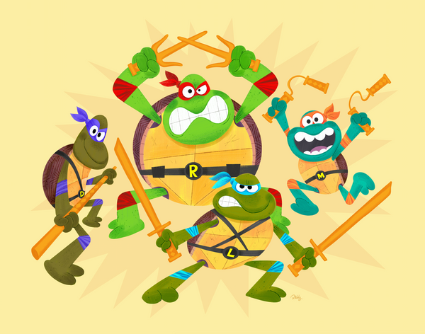 Ricky De Los Angeles "Super Ninja Turtle Bros." print