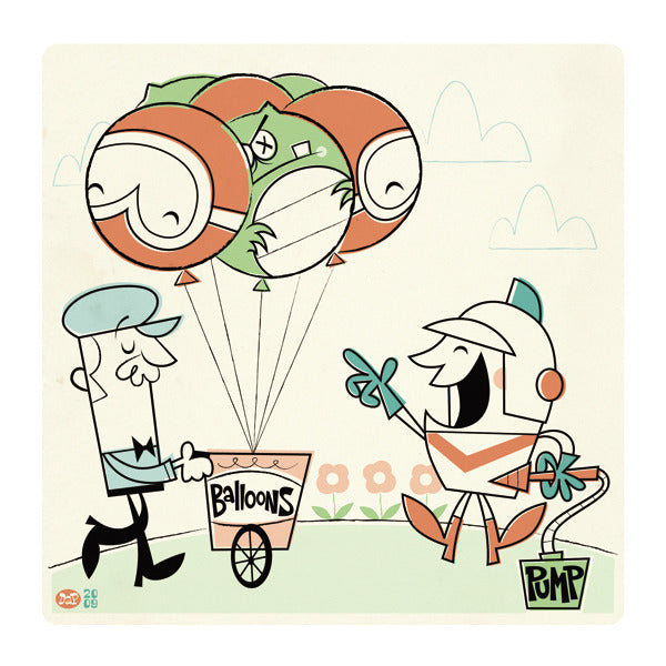 Dave Perillo "Dig Dug Digs Balloons" Print