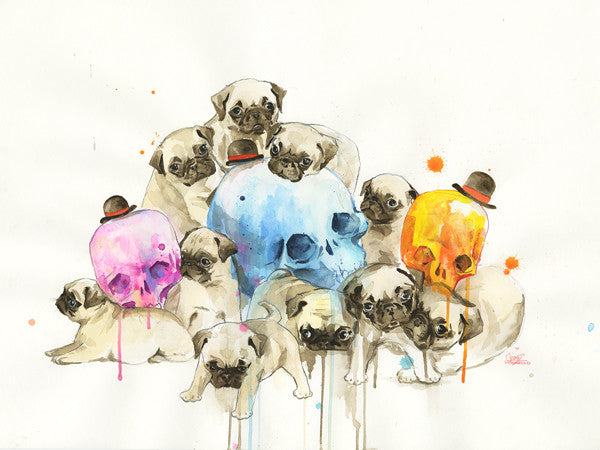 Lora Zombie "PUPPIES AND SKULLS" Print