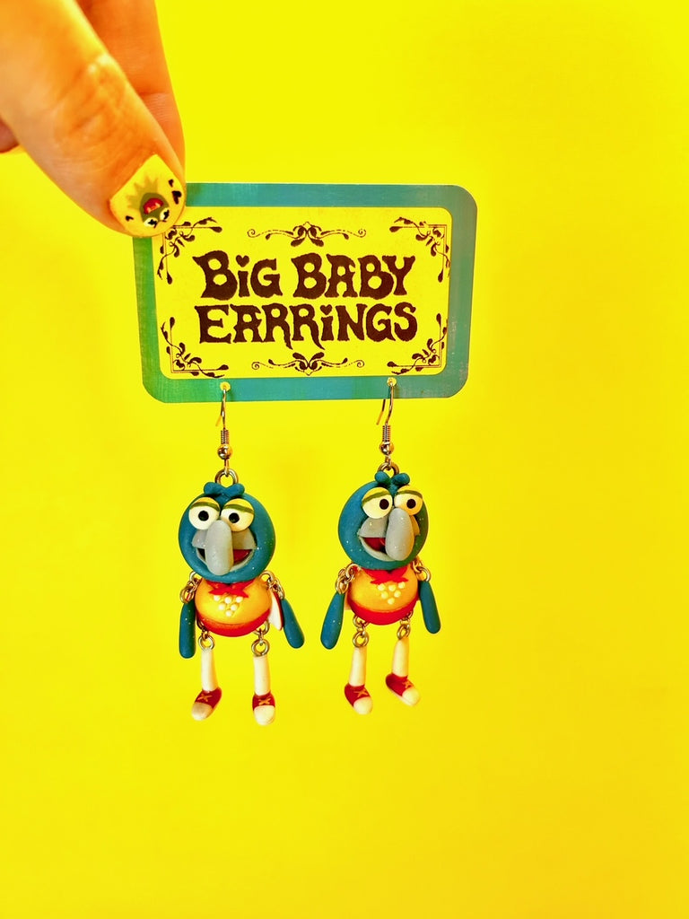 BIG BABY EARRINGS KITTY COLVIN "Big Baby Earrings Raised by Rainbows Collection (Cannonball Flyer Gonzo)"