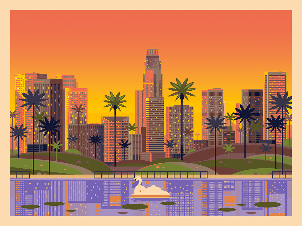 George Townley "Echo Park at Sunset (Retrospective Edition)" Framed Print
