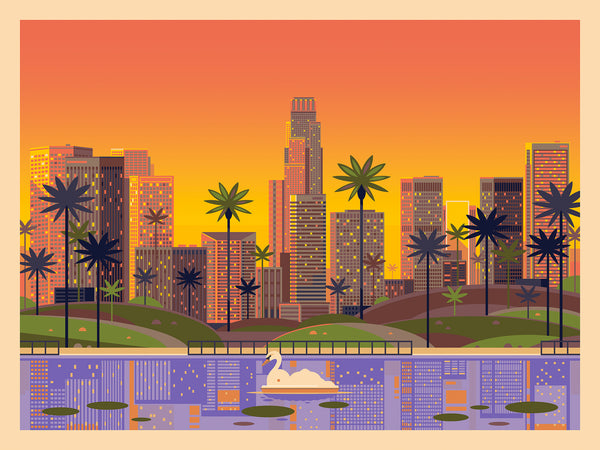 George Townley "Echo Park at Sunset (Retrospective Edition)" Framed Print