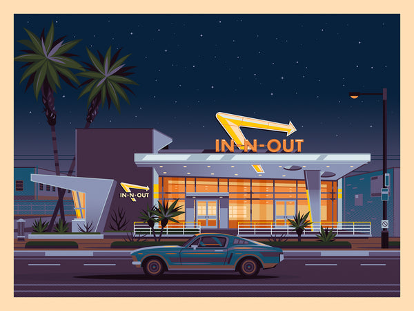 George Townley "In N Out Westwood at Night (Retrospective Edition)" Framed Print