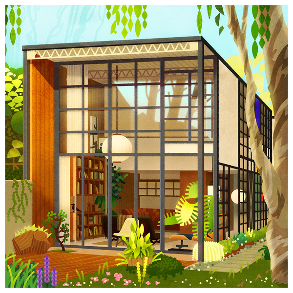 Jonathan Chen "Eames House in Bloom" Print