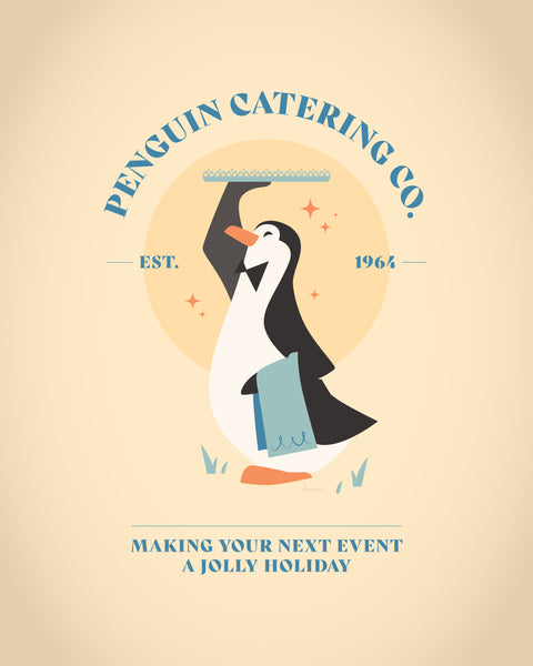 Kelly McMahon "Penguin Catering Co." Print