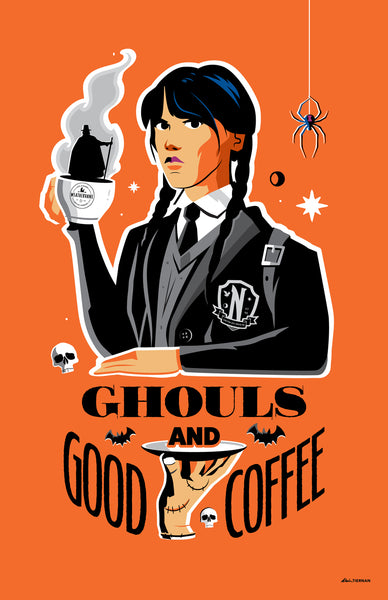 Kevin Tiernan "Ghouls & Good Coffee" print