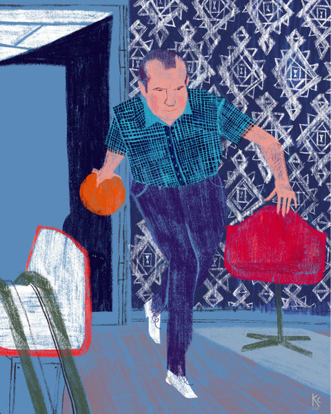 Kate Cosgrove "Lebowski Bowling Nixon" Print