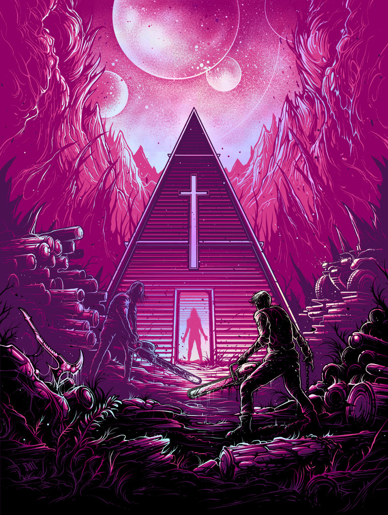 Dan Mumford “Under the crimson, primordial sky.”   Rainbow Foil variant - framed print