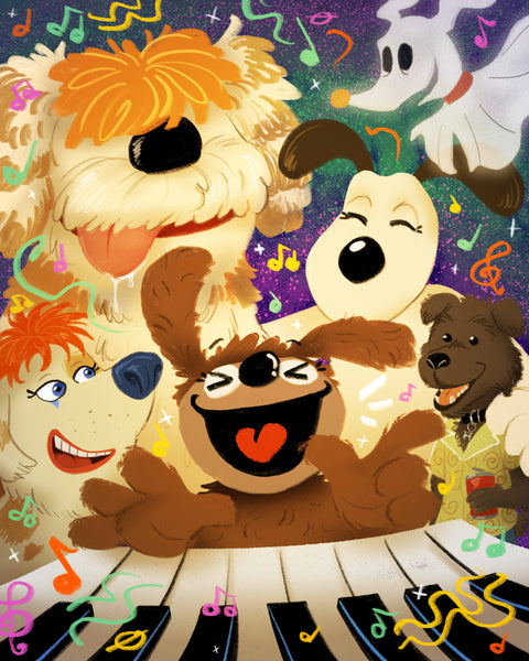 Mel Puma "Puppet Pooch Party" Print