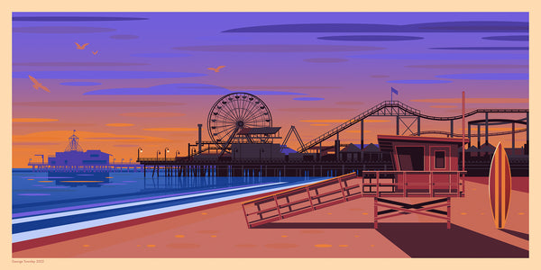 George Townley "Santa Monica Pier (Retrospective Edition)" Framed Print
