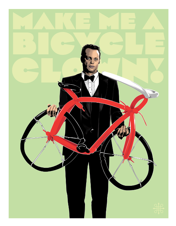 Jeff Boyes "Make Me a Bicycle, Clown!" Framed Print