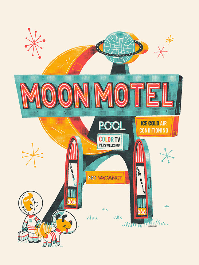 Ian Glaubinger "Moon Motel" print