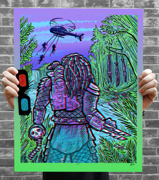 Brad Albright "Predator: There's Something In Those Trees - 3D Poster + Glasses" Print