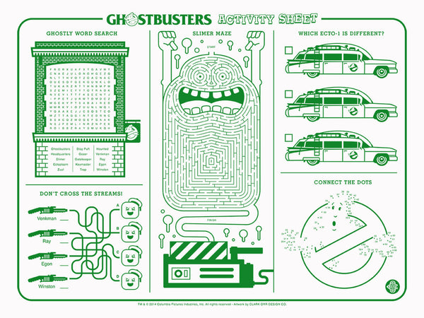 Clark Orr “Ghostbusters Activity Sheet” Print