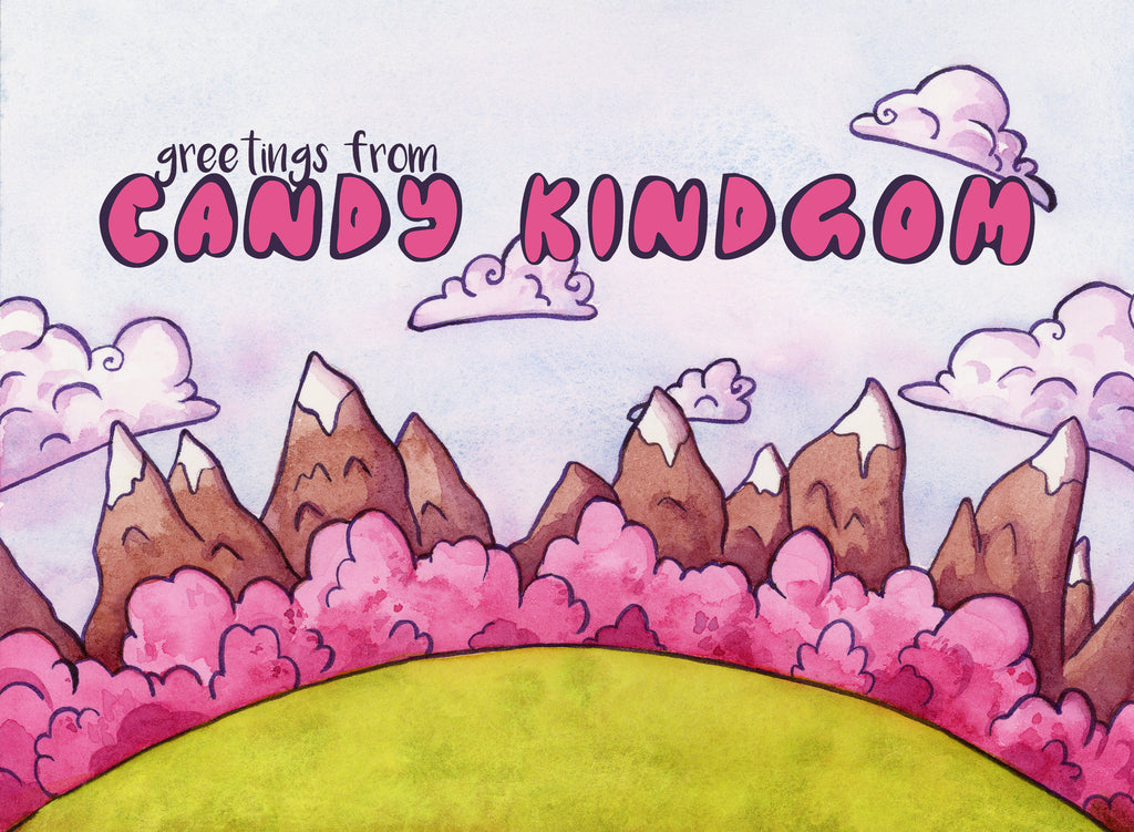 Ellen Wilberg "Greetings from Candy Kingdom" Postcard Print