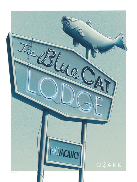Justin Froning (Housebear) "The Blue Cat" Print