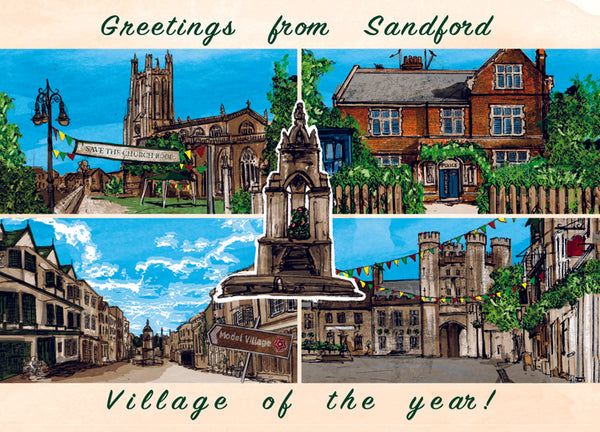 Matthew Brazier "Welcome to Sanford - Village of the Year" Postcard Print