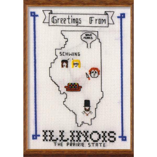 Oh Sew Nerdy “Greetings From Illinois: The Prairie State” Postcard Print