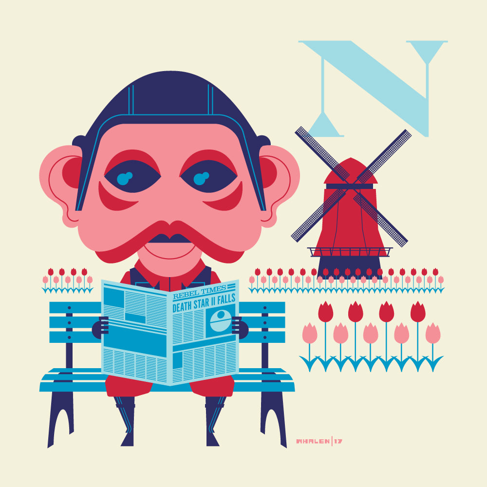 Tom Whalen "N is for Newspaper in the Netherlands" Print
