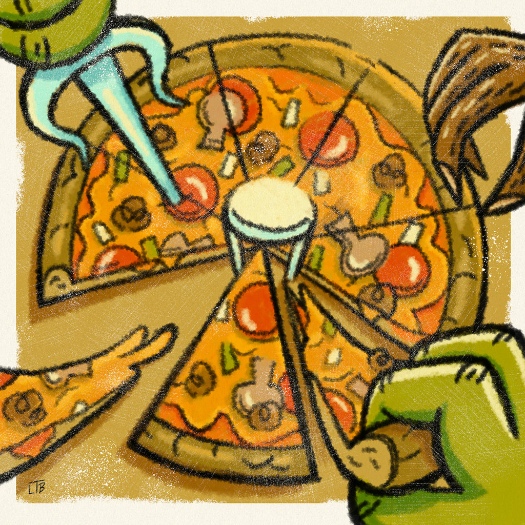 Luke T. Benson "Turtle Pizza Party" Print
