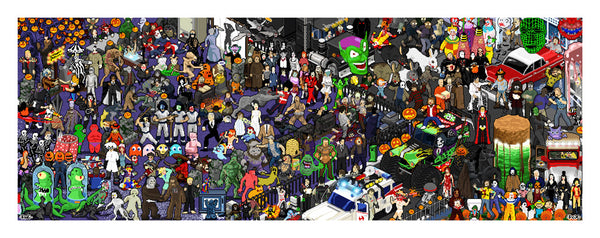 Roger Barr and Louis Fernet-Leclair "Halloween Pixel Party" Print